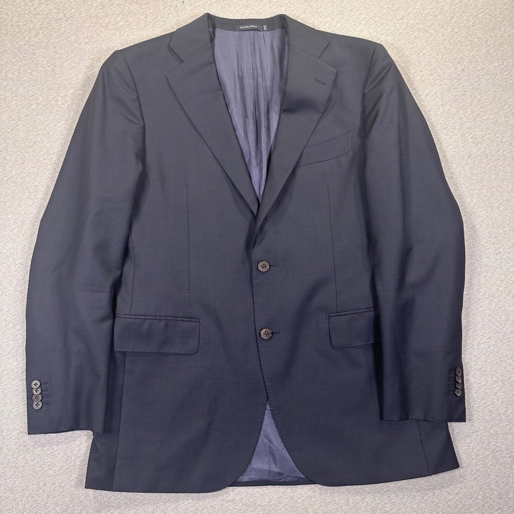 Suitsupply Vitale Barberis Canonico Blazer Sport Coat 44L Slim Navy Blue Wool